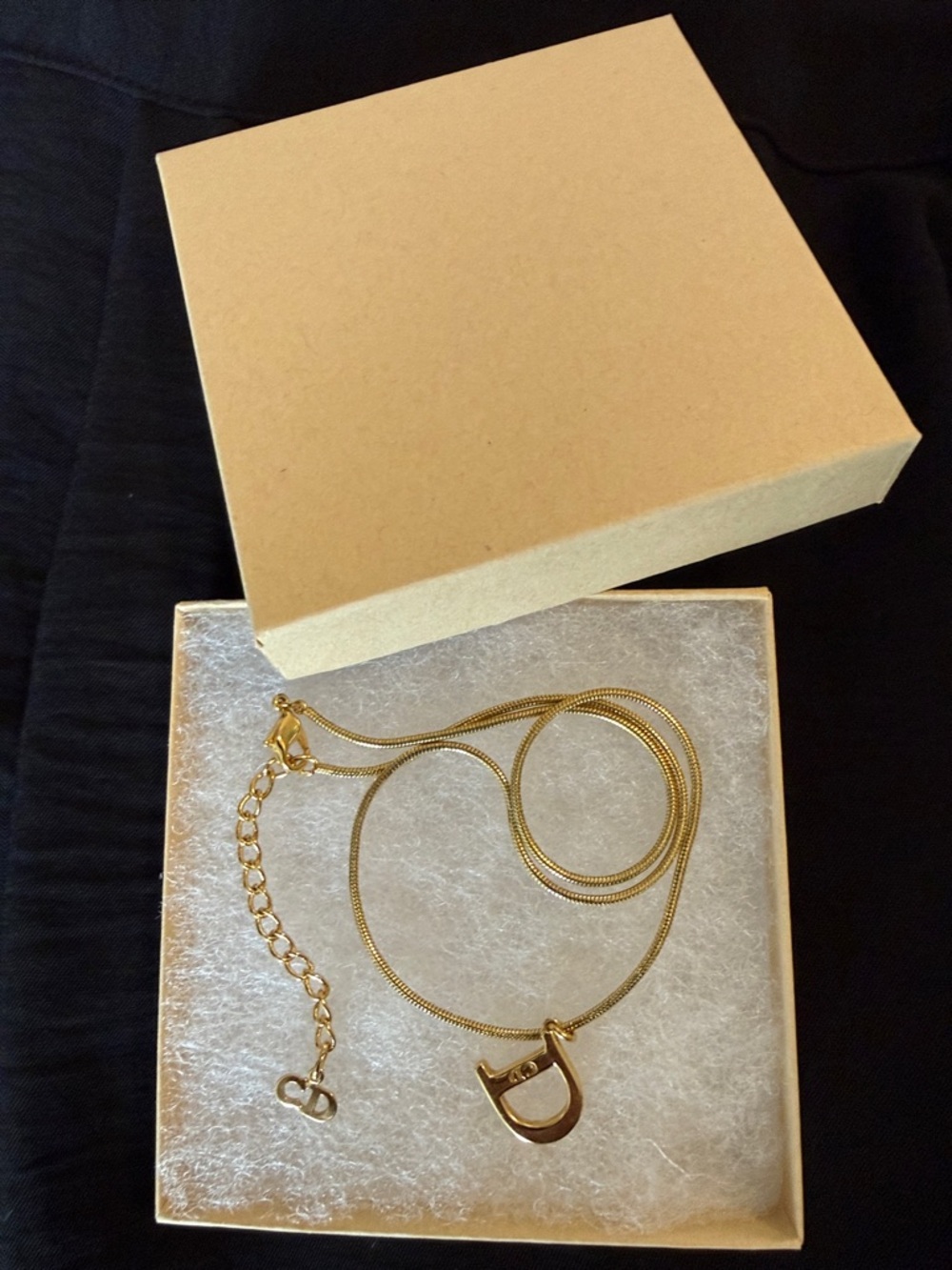 Dior Gold D Logo Snake Chain Necklace EUC - Picture 10 of 10